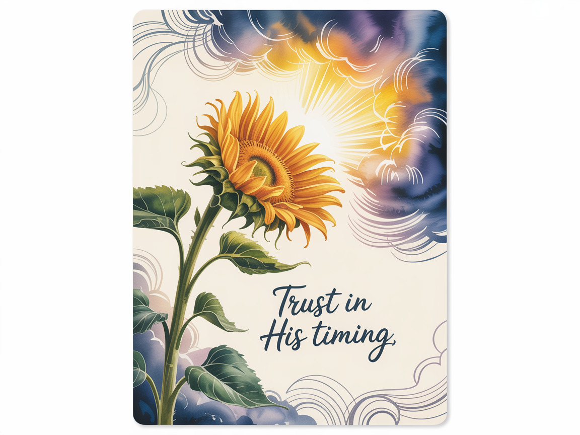 Vibrant Sunflower Under Radiant Sun and Clouds
