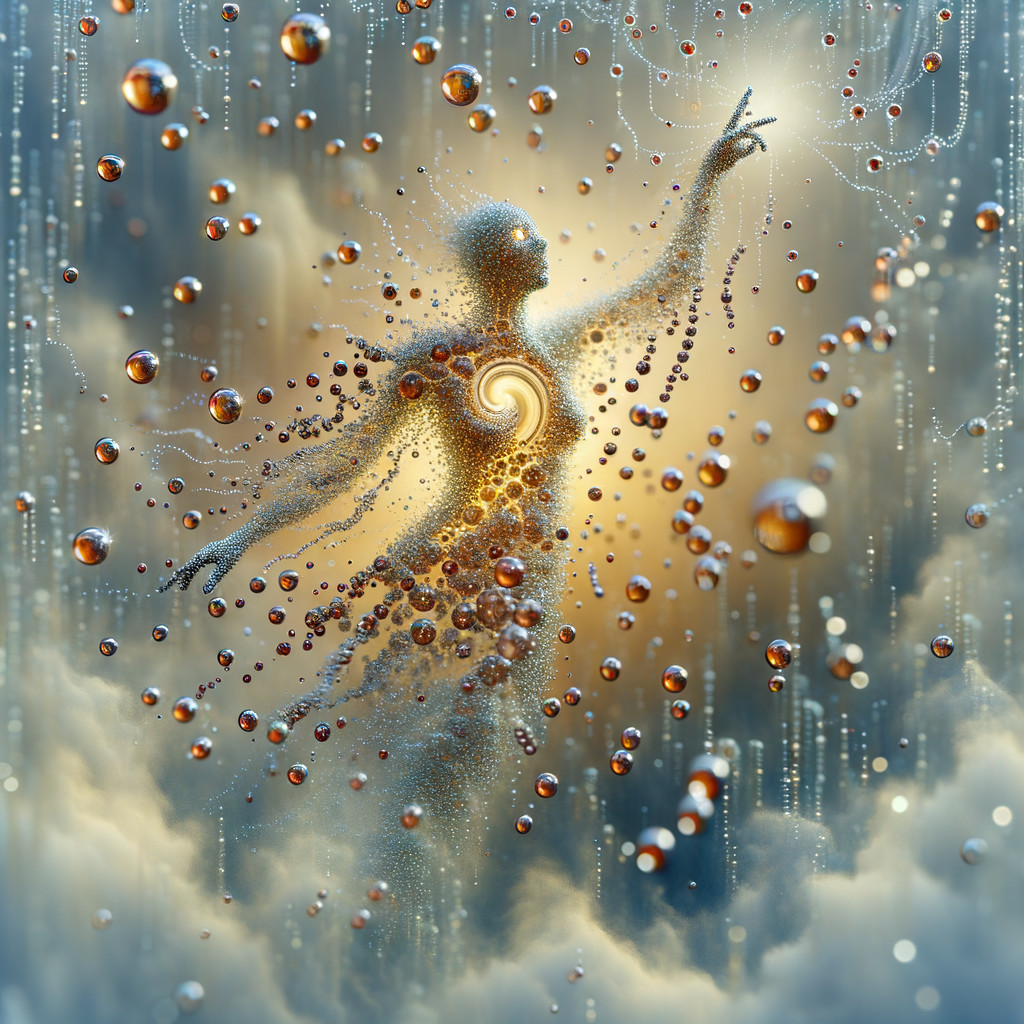 Luminous Figure Surrounded by Ethereal Particles