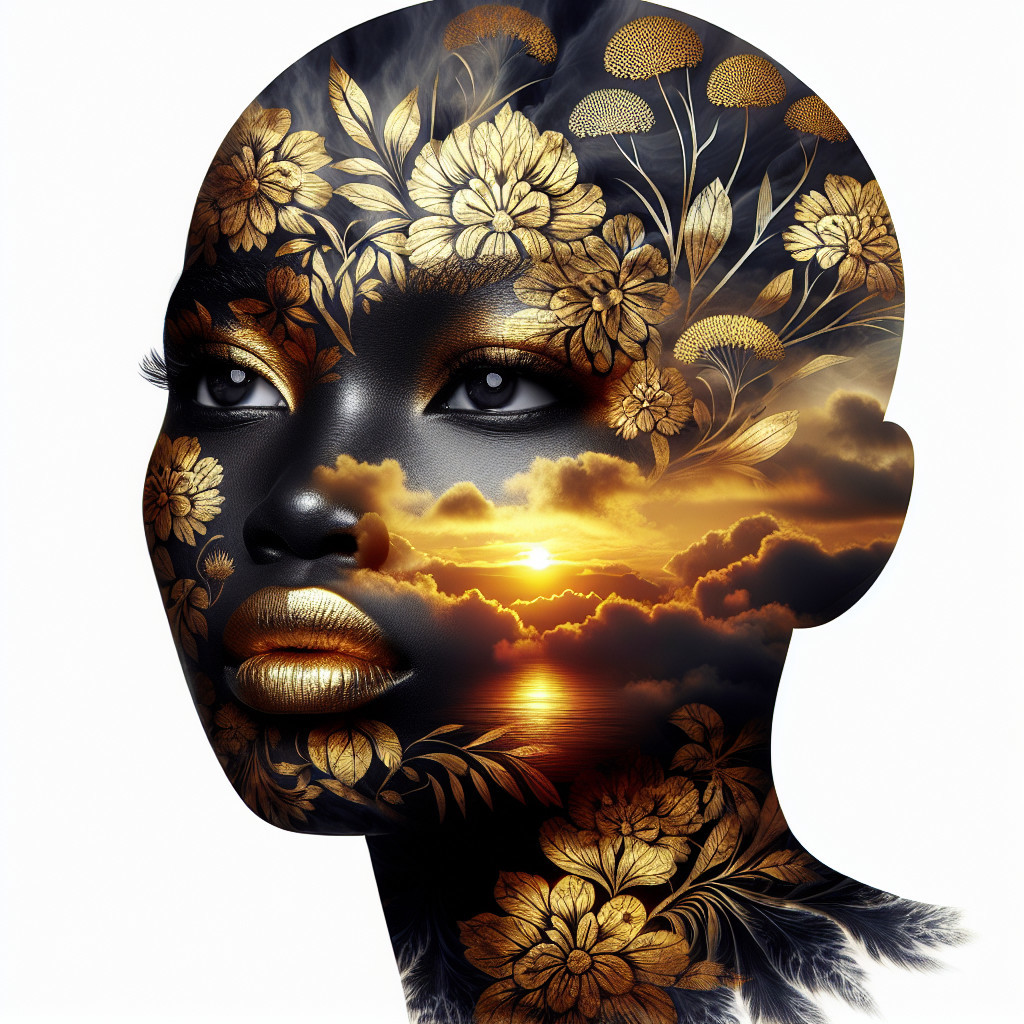 Silhouette of a woman's head with floral patterns