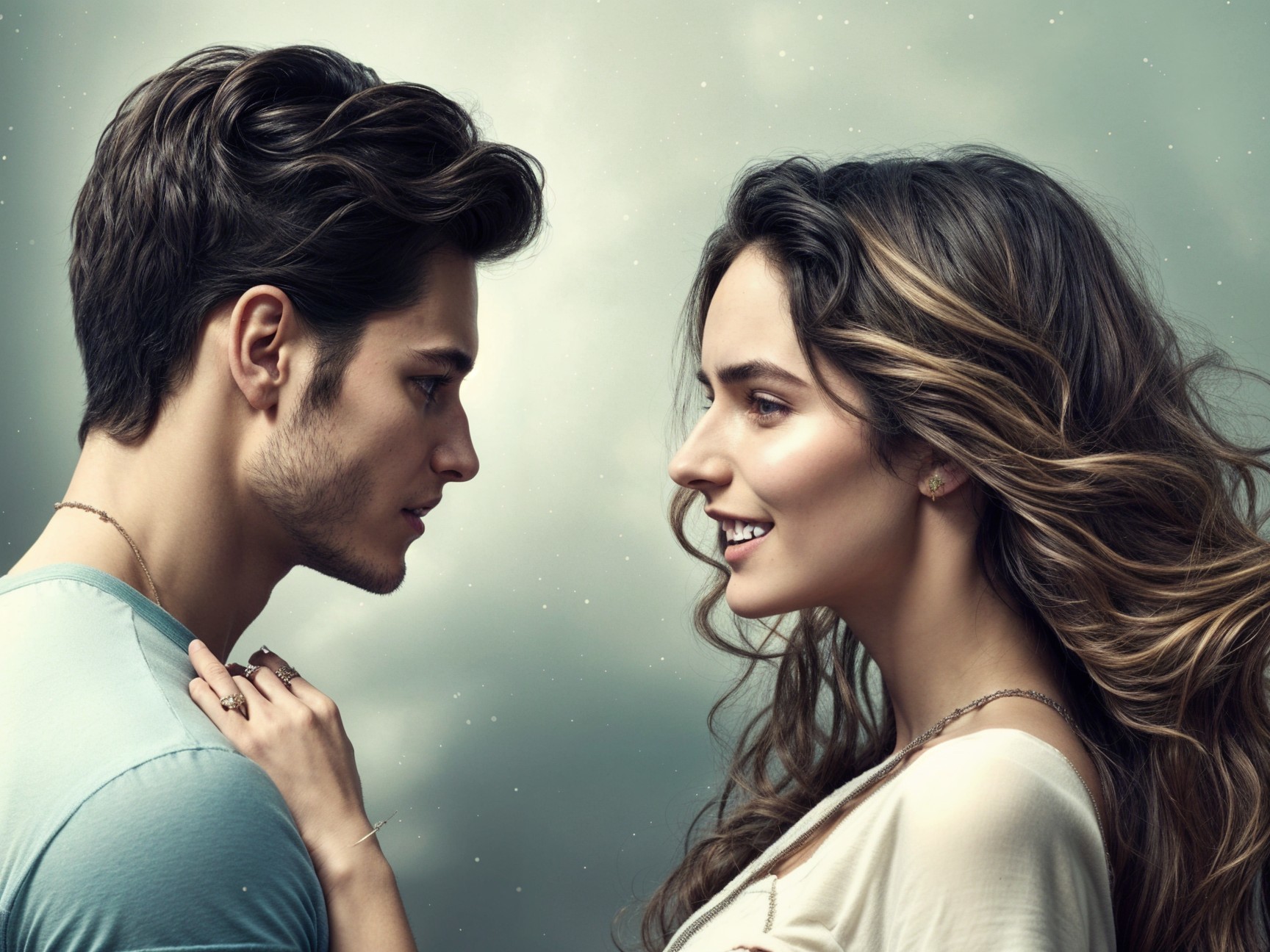 Close-Up of a Young Couple in Romantic Atmosphere