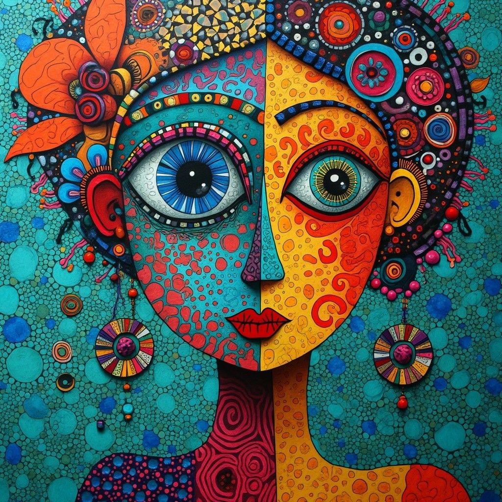 Vibrant Abstract Split Portrait of a Woman