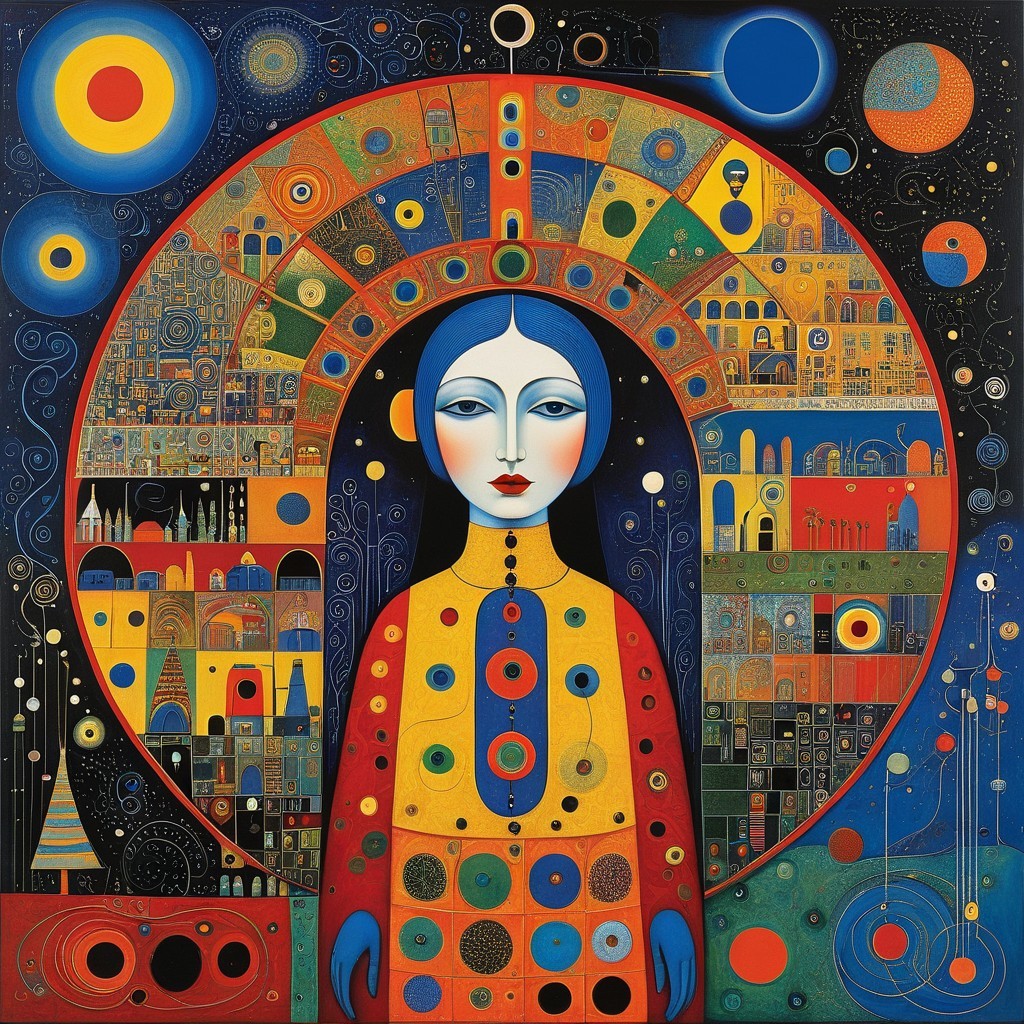 Abstract Portrait of a Woman with Geometric Patterns
