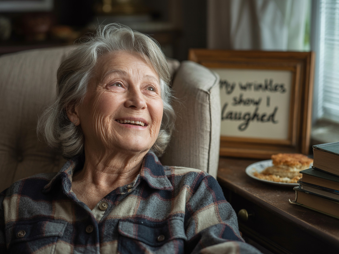 Elderly Woman in Cozy Armchair with Charming Decor