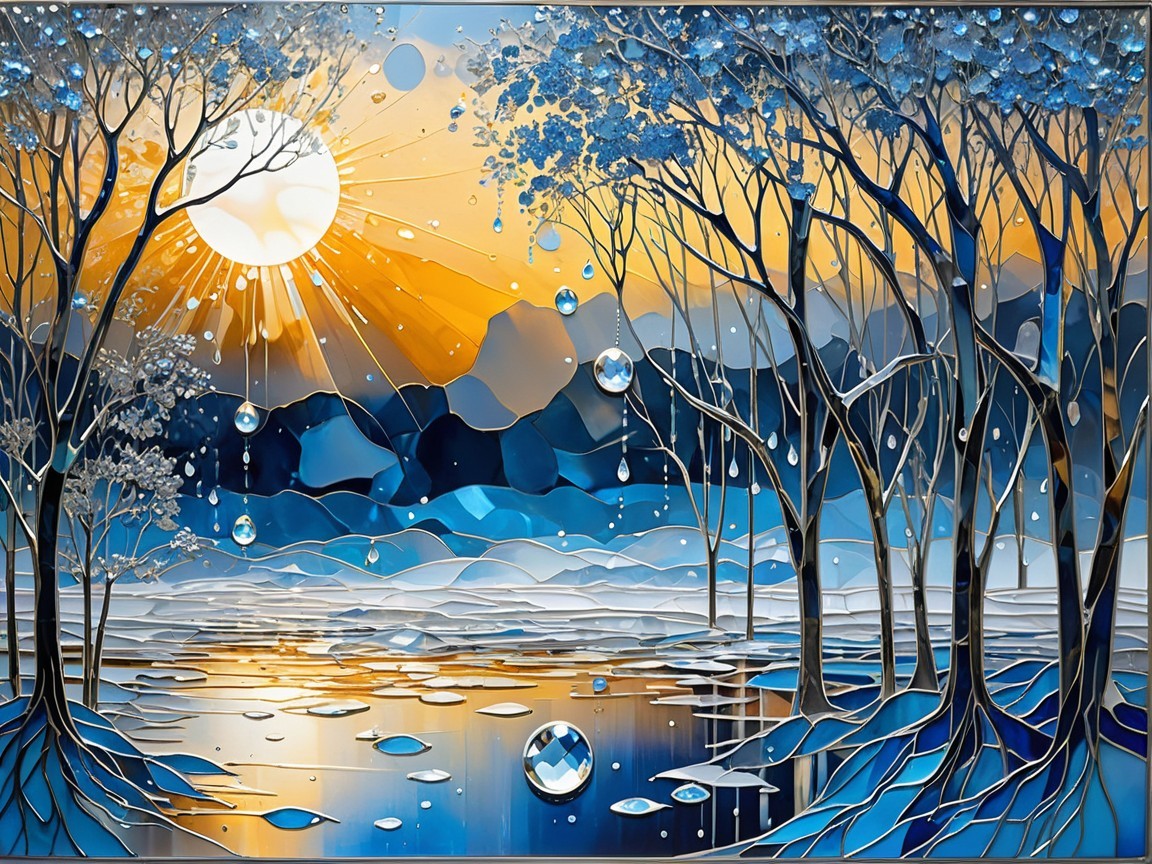 Serene Lake Landscape with Vibrant Sunset Reflection