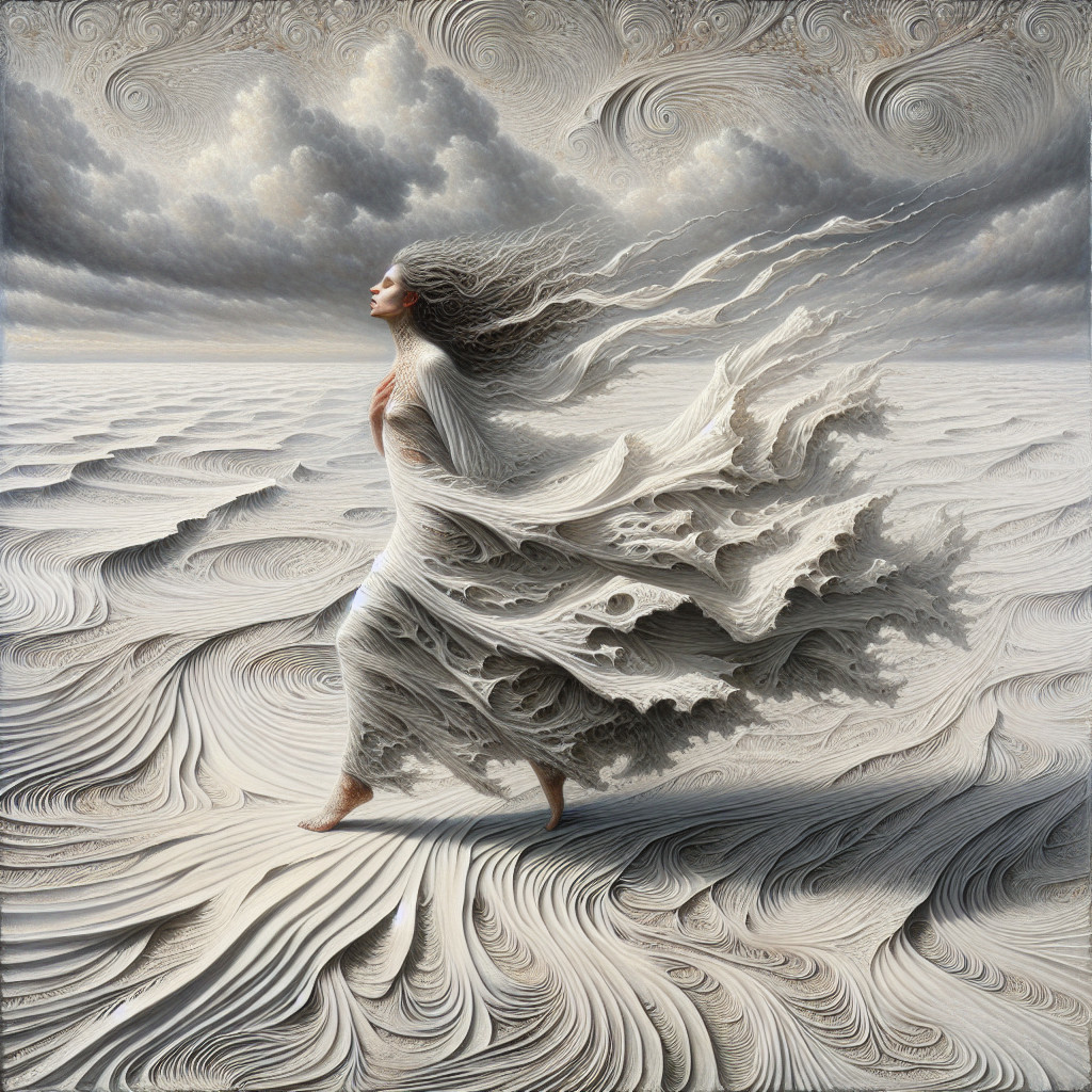 Serene Figure in an Ethereal Textured Landscape