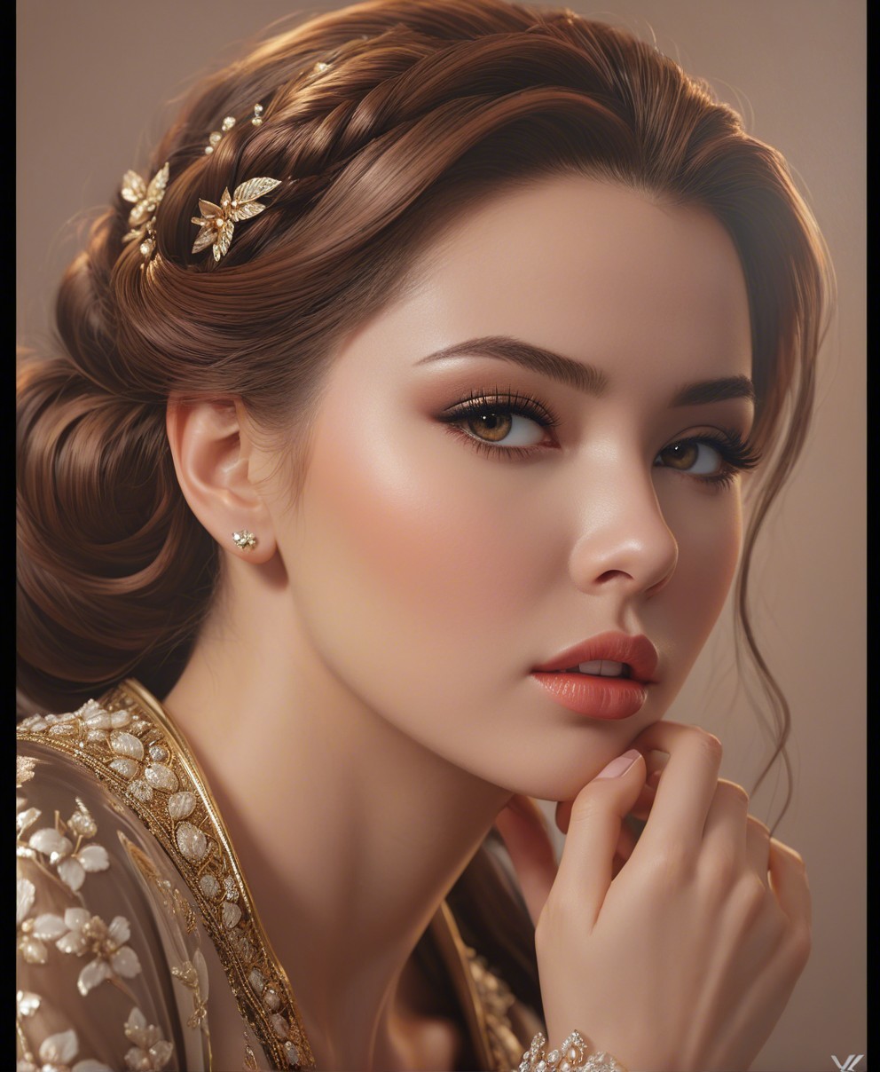 Close-Up Portrait of a Woman with Braids and Accessories