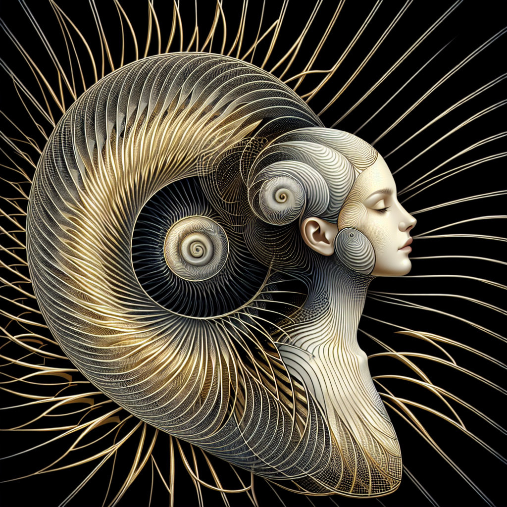 Stylized profile of a woman's face with patterns