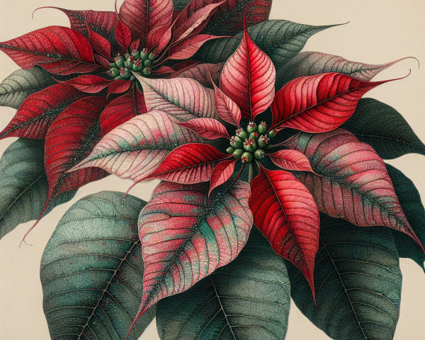 Vibrant Illustration of a Poinsettia Plant