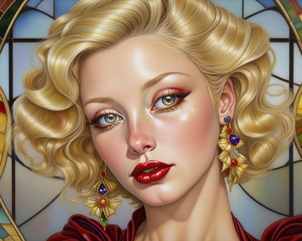 Portrait of a Woman with Glamorous Hair and Makeup