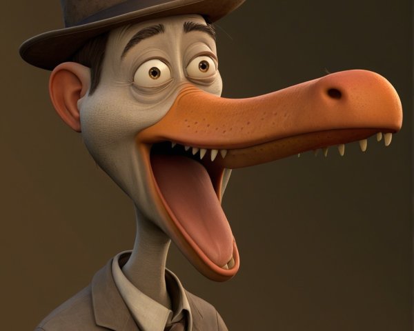 Cartoon Character with Duck Nose in Tailored Suit
