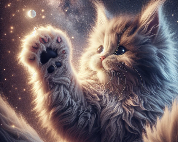 Fluffy Cosmic Cat Interacting with Stars and Galaxies