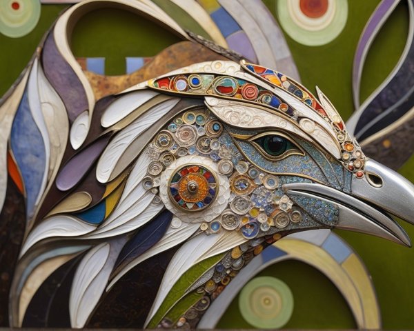 Intricate Eagle Head Design with Textured Materials