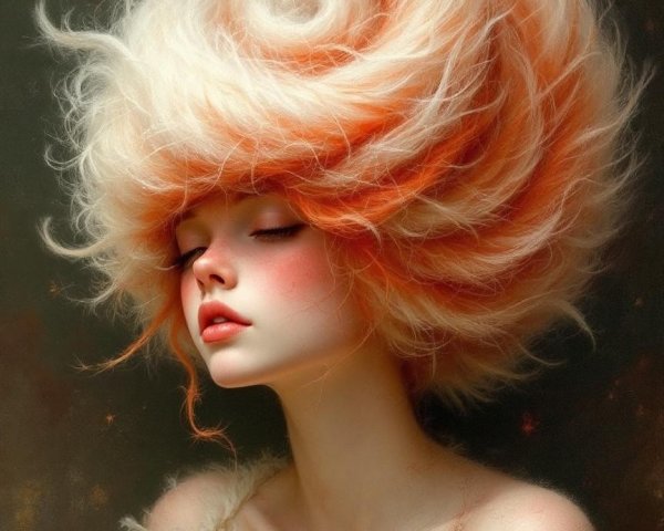 Ethereal Portrait of a Young Woman with Dreamy Hair