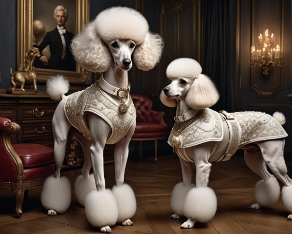 Elegant Poodles in Luxurious Opulent Room Setting