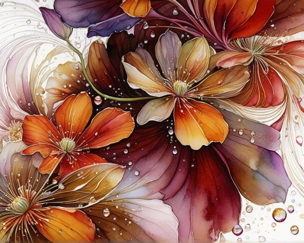 Vibrant Flower Arrangement in Orange, Burgundy, and Cream