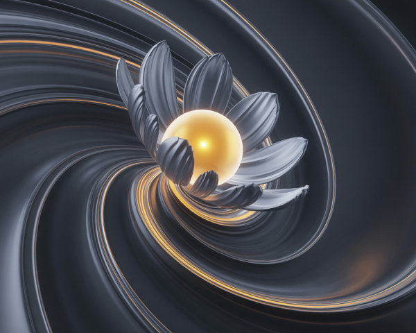Abstract Flower Design with Glossy Dark Background