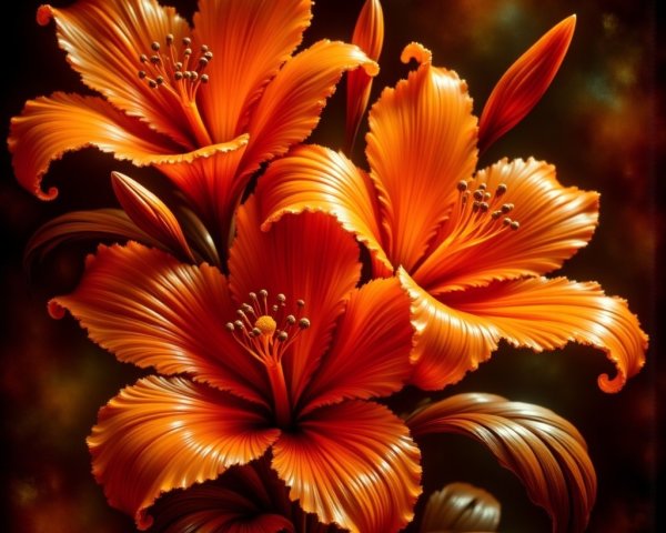 Vibrant Orange Flower Arrangement with Green Leaves