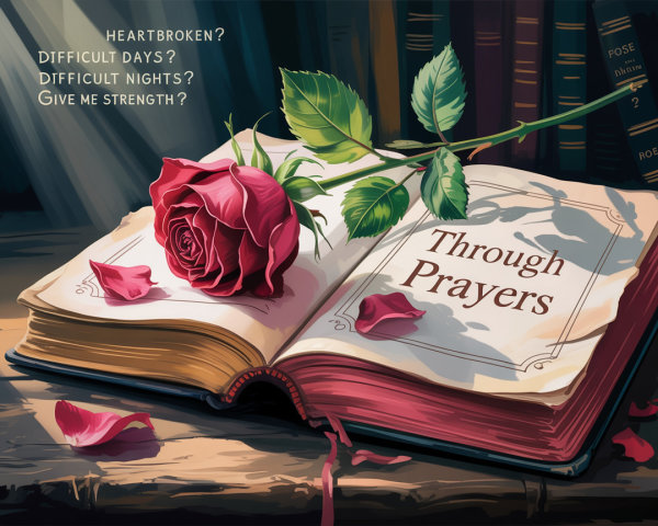 Open Book with Rose and Reflective Questions
