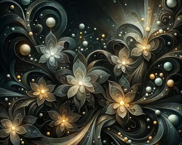 Intricate Abstract Floral Design in Elegant Colors