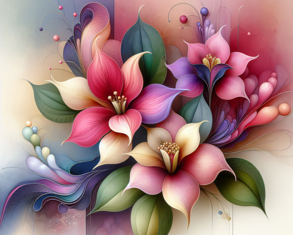 Vibrant Flower Arrangement on Pastel Background
