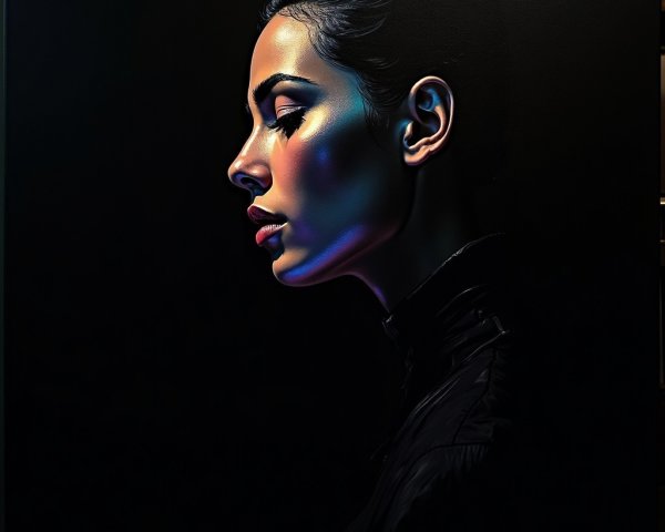 Profile of a Young Woman with Iridescent Highlights