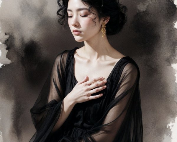 Serene Portrait of a Woman in Elegant Black Attire