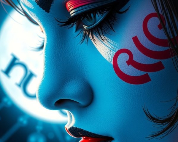Futuristic Close-Up of Woman with Bold Makeup