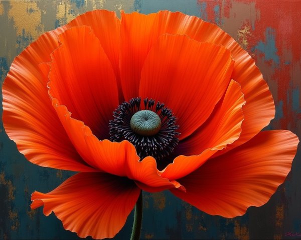 Vivid Orange Poppy Flower with Intricate Details