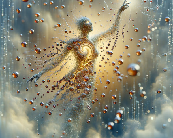 Luminous Figure Surrounded by Ethereal Particles