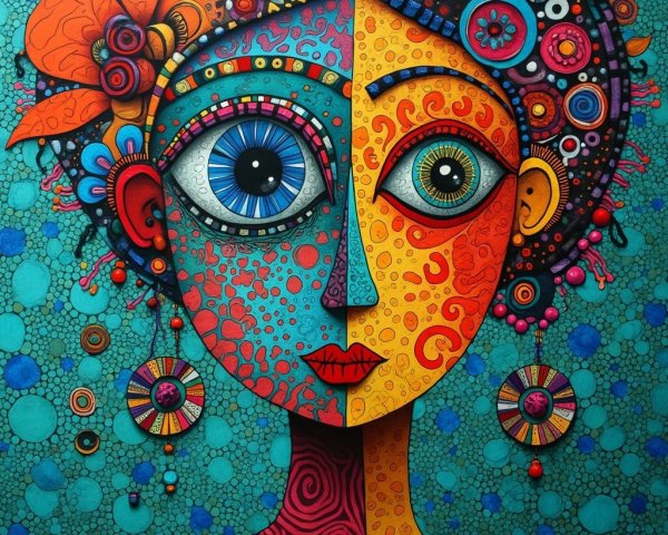 Vibrant Abstract Split Portrait of a Woman