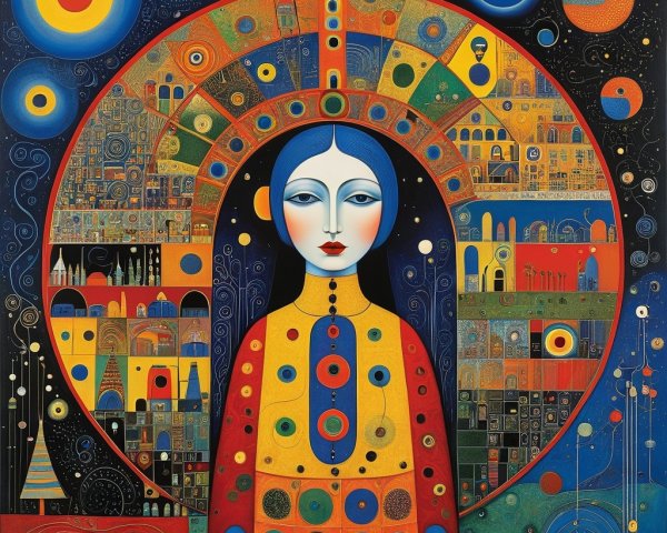 Abstract Portrait of a Woman with Geometric Patterns