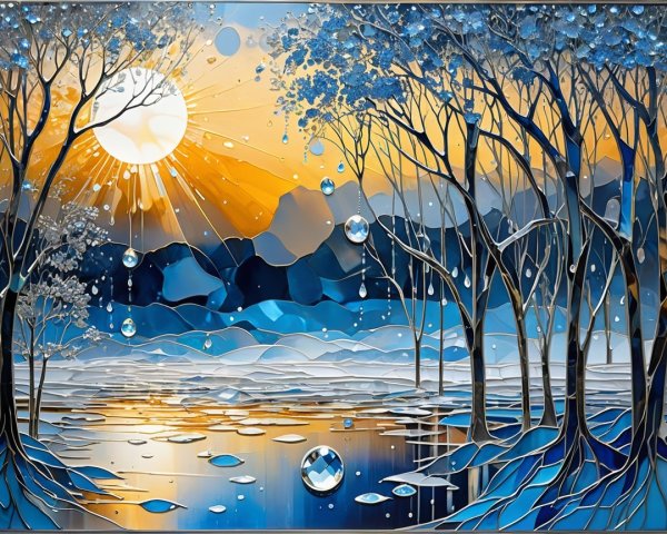 Serene Lake Landscape with Vibrant Sunset Reflection