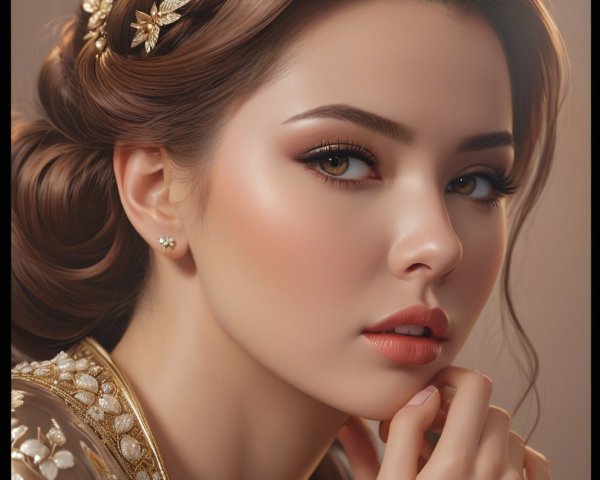 Close-Up Portrait of a Woman with Braids and Accessories