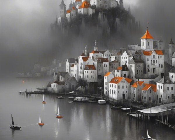 Mystical Landscape with Castle and Tranquil Waters