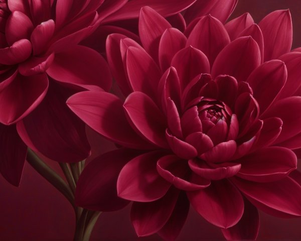 Deep Red Flowers with Lush Petals on Dark Background