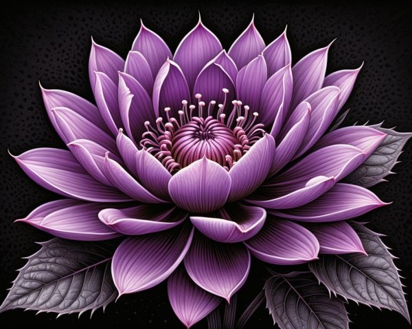 Close-up of a vibrant purple layered flower with stamen