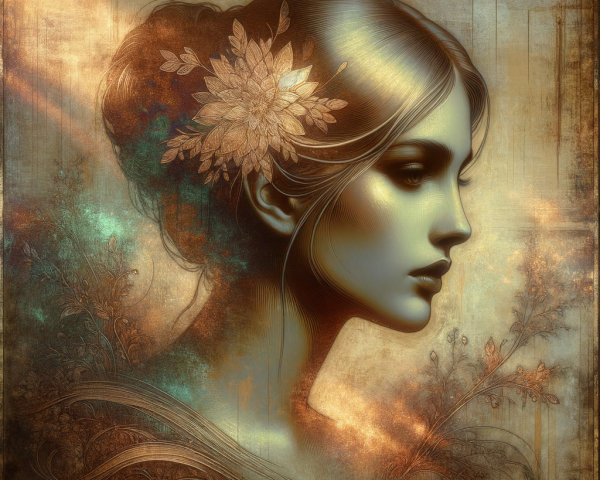 Artistic Portrait of a Woman with Floral Adornment