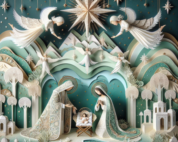 Nativity Scene Paper Cutout Illustration Description