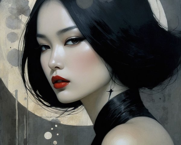 Portrait of a Woman with Elegant Features and Glow