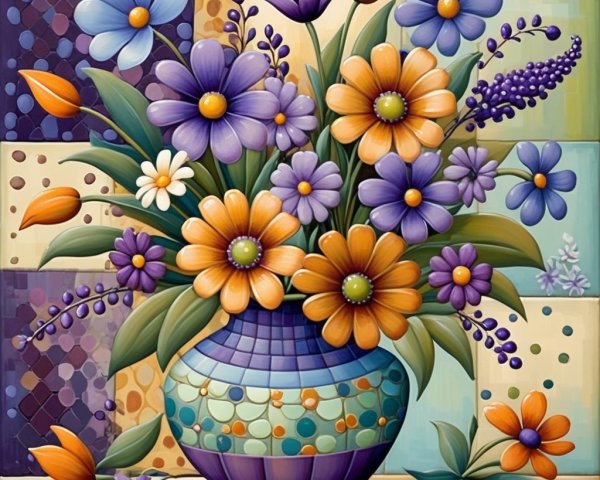 Vibrant Floral Arrangement in Decorative Vase