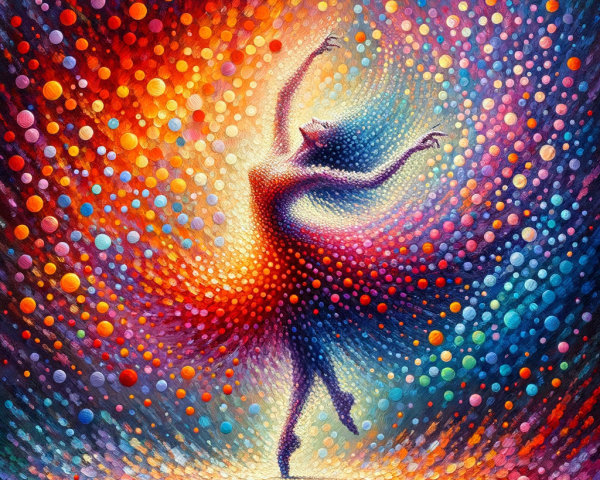 Abstract Artwork of a Dancer with Colorful Swirls