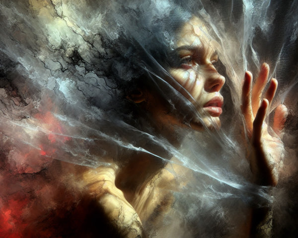Dramatic Portrait of Woman in Ethereal Textures