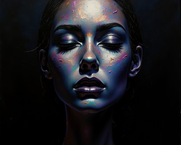 Portrait of a Serene Woman with Vibrant Colors