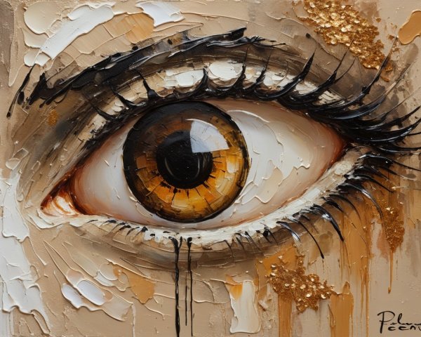 Close-Up of an Eye with Brown and Gold Tones