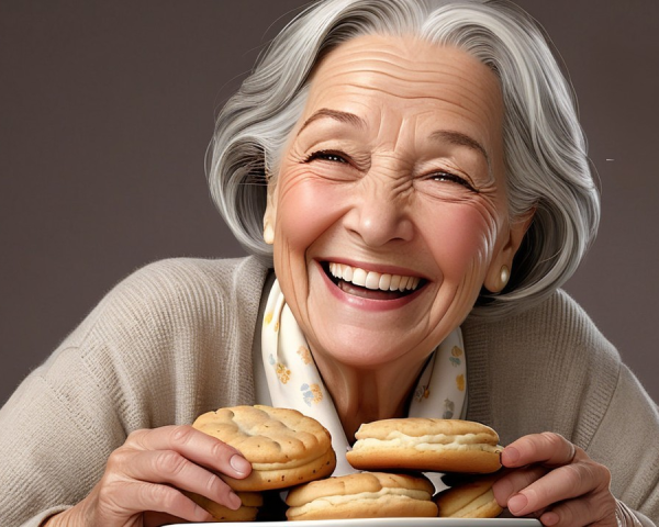 Elderly Woman with Cookies in Cozy Setting