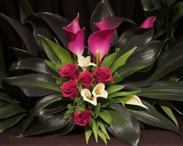Vibrant Floral Arrangement with Calla and White Lilies