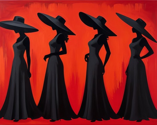 Elegant Silhouettes of Women in Black Dresses