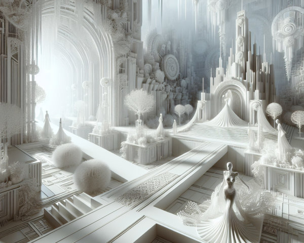 Surreal Ethereal Landscape with Architectural Elements