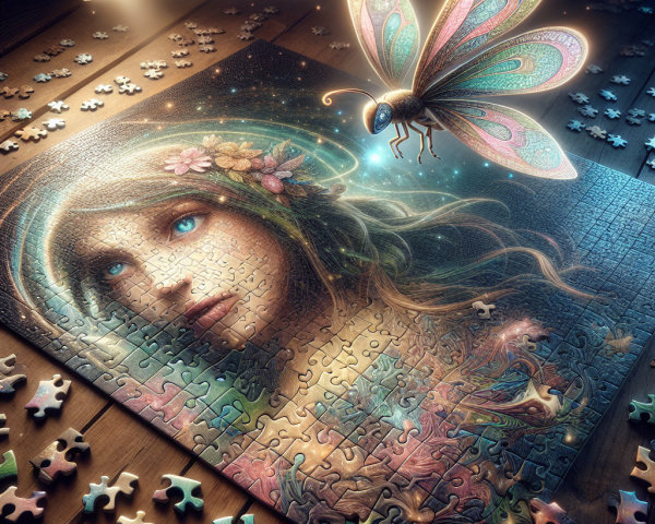 Mystical Girl Jigsaw Puzzle with Vibrant Butterfly