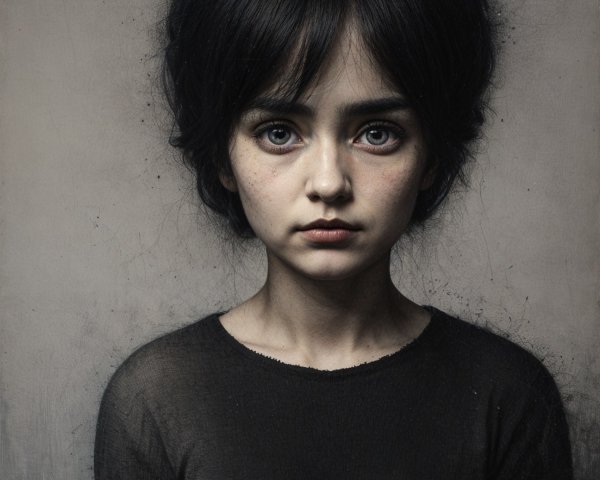 Portrait of a Young Girl with Expressive Features